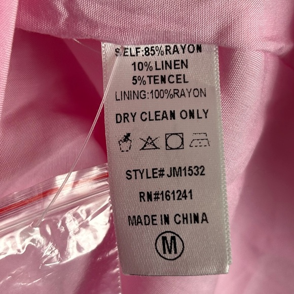 J.Marie Dress Womens M Pink Tiered Embordered Floral Lined Boho Linen Blend Midi - Picture 12 of 13